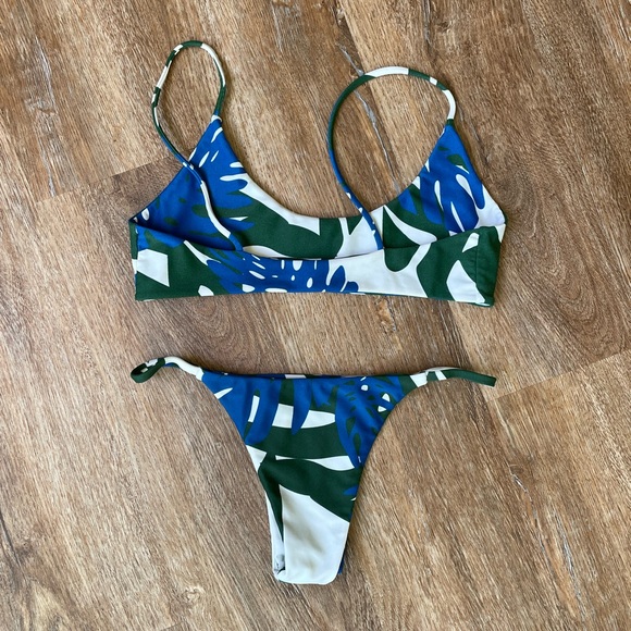✨SET✨ Mikoh - Monstera print in Blue/Green sz Small - Picture 2 of 6
